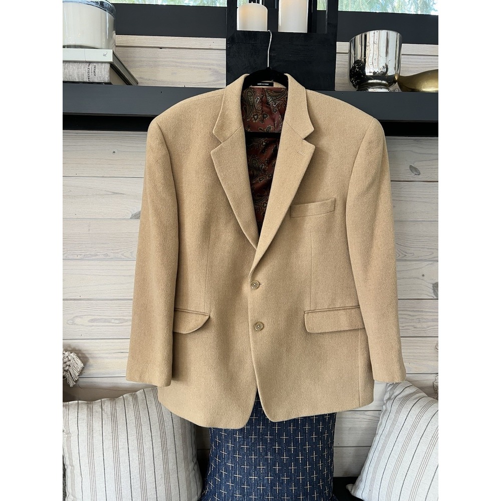 Lauren Ralph Lauren 2 Button Sport Coat Men's Camel Hair Blazer Jacket Beige